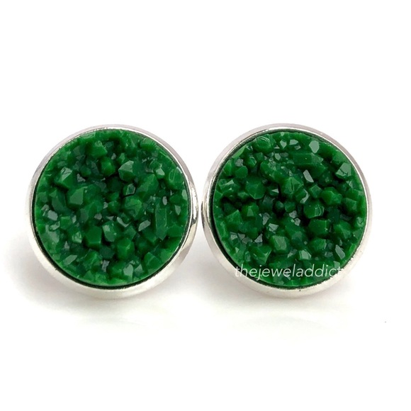3/$15🎀Basil Green faux druzy studs - Picture 3 of 11
